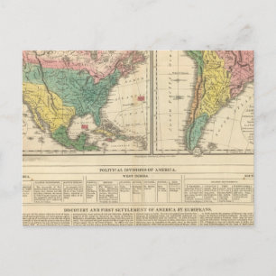 European Discovery of America Atlas Map Postcard