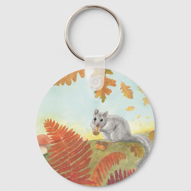 European Fat Dormouse (Glis glis) in Nature  Keychain (Front)