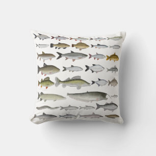 European Freshwater Fish Group Throw Pillow
