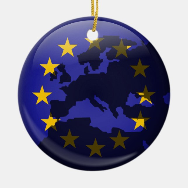 European Globe Ceramic Ornament (Front)