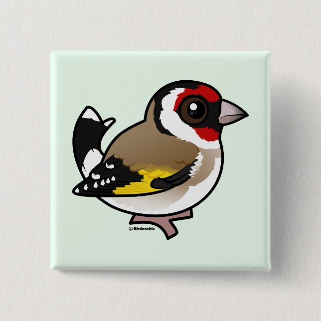 European Goldfinch 2 Inch Square Button (Front)