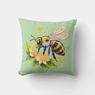 European honey bee throw pillow