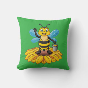 European honey bee throw pillow