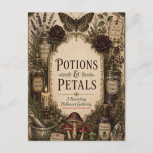 European-Inspired Halloween , Ivy and Antique Gold Holiday Postcard
