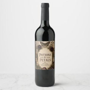 European-Inspired Halloween , Ivy and Antique Gold Wine Label