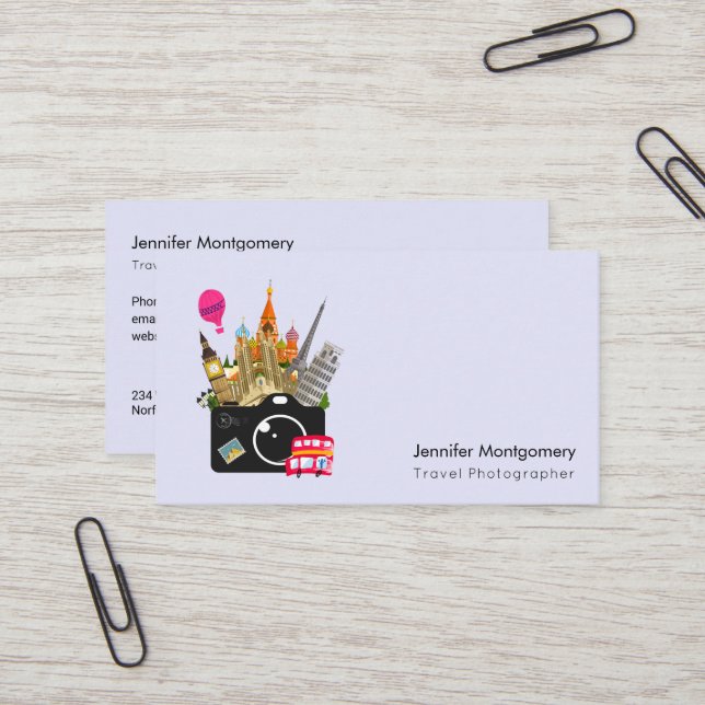 European Landmarks Travel Photographer Business Card (Front/Back In Situ)