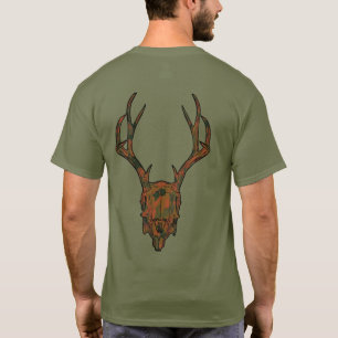 European Mount Jackalope Skull Camo Army Green T-Shirt