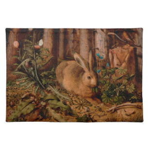 European Painting Rabbit Year 2023 Cloth Placemat