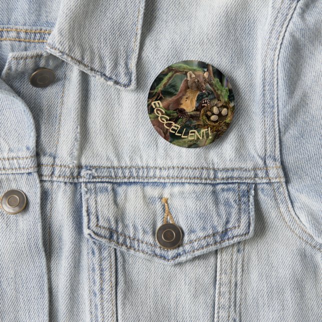 European Pine Marten 2 Inch Round Button (In Situ)
