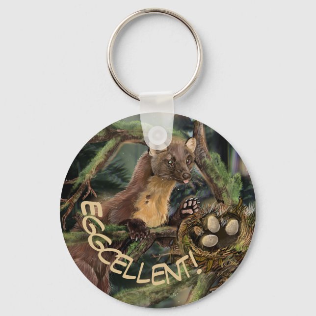 European Pine Marten Keychain (Front)