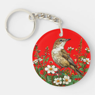 European reed warbler bird keychain