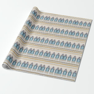 European retro building, vintage exterior. wrapping paper
