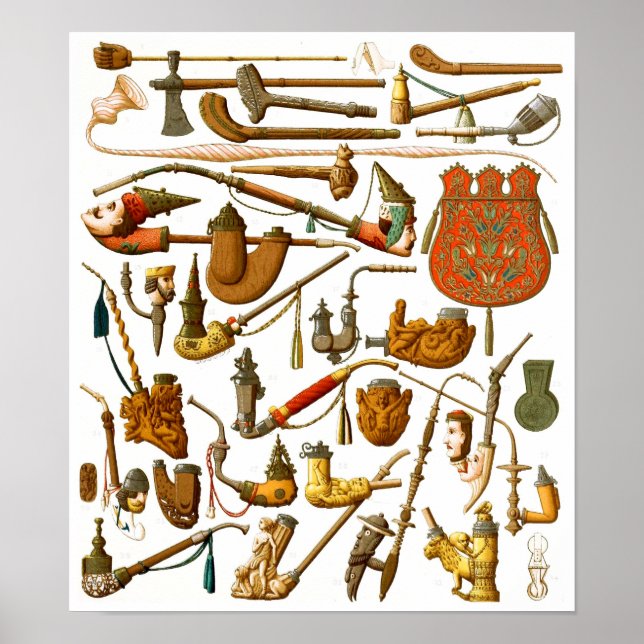 European smoking pipes, cases and utensils poster (Front)