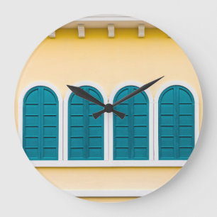 European Style Yellow Building Exterior Large Clock