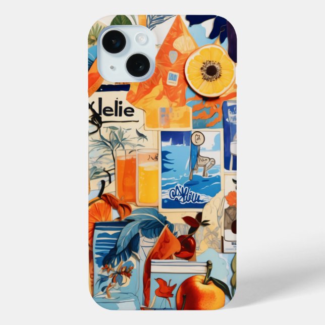 European Summer Beach Preppy Collage Scrapbook Case-Mate iPhone Case (Back)