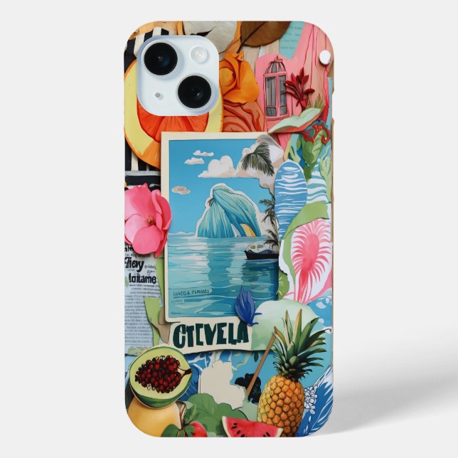 European Summer Beach Preppy Collage Scrapbook Case-Mate iPhone Case (Back)