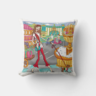 European Travel Girl in Rome Throw Pillow