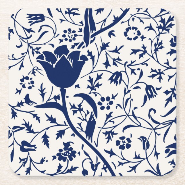 European Tulip Floral Tile Square Paper Coaster (Front)