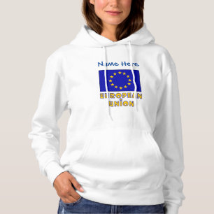 European Union and EU Flag Blue Personalization  Hoodie