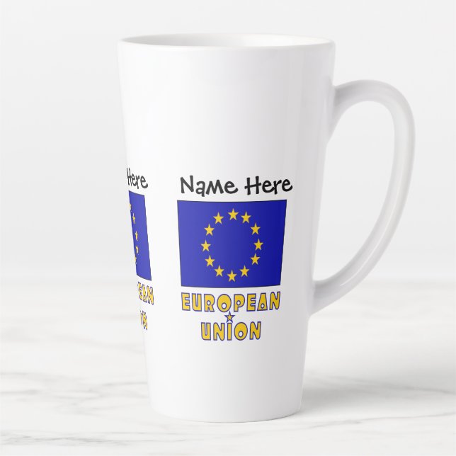 European Union and EU Flag Personalized  Latte Mug (Right)