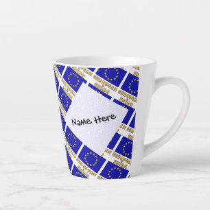 European Union and EU Flag Tiled Personalized  Latte Mug
