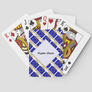 European Union and EU Flag Tiled with Your Name Playing Cards