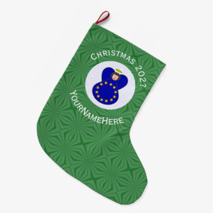 European Union Angel Christmas Flag Personalized Large Christmas Stocking