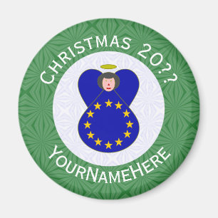 European Union Angel Christmas Flag Personalized Magnet