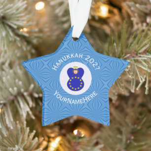 European Union Angel Hanukkah Flag Personalized Ornament