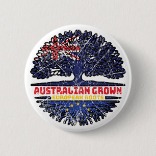 European Union EU Europe Australian Australia Tree 2 Inch Round Button