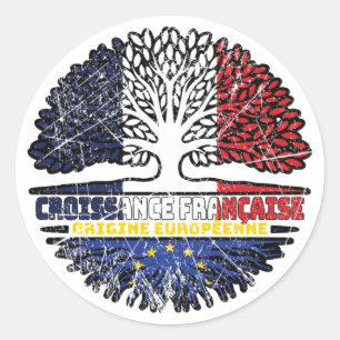 European Union EU Europe French France Tree Roots Classic Round Sticker