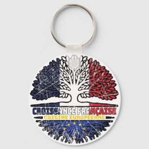 European Union EU Europe French France Tree Roots Keychain
