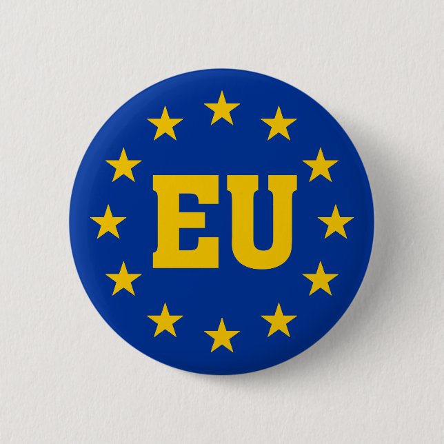 European Union, EU Flag 2 Inch Round Button (Front)