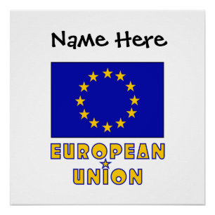 European Union EU Flag Black Personalization  Poster