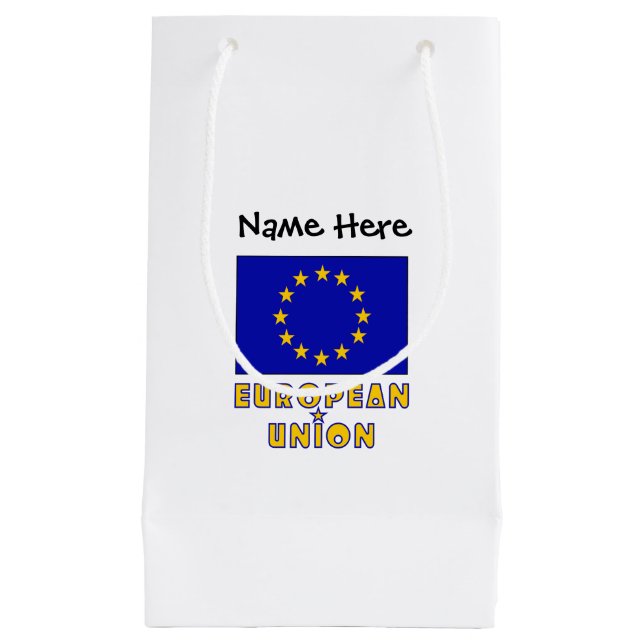 European Union EU Flag Black Personalization  Small Gift Bag (Front)