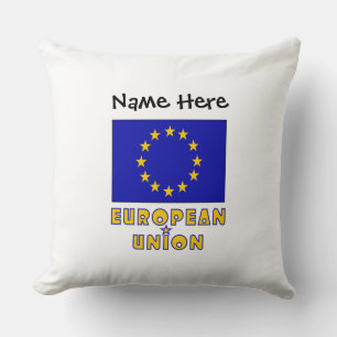 European Union EU Flag Black Personalization Throw Pillow