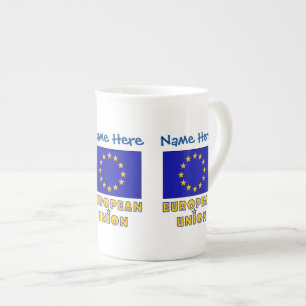 European Union EU Flag Blue Personalization  Bone China Mug