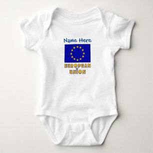 European Union EU Flag Blue Personalized  Baby Bodysuit