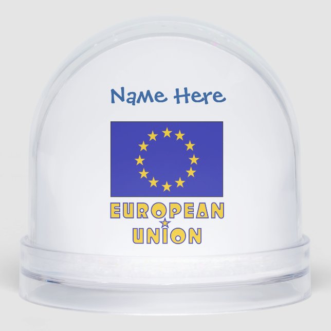 European Union EU Flag Blue Personalized  Snowglobe (Front)
