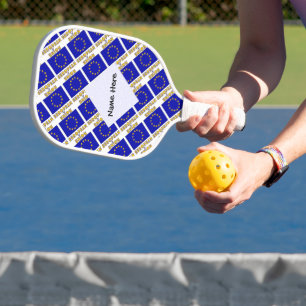 European Union EU Flag Tiled Black Personalization Pickleball Paddle