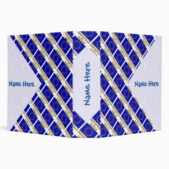 European Union EU Flag Tiled Blue Personalization  Binder (Background)
