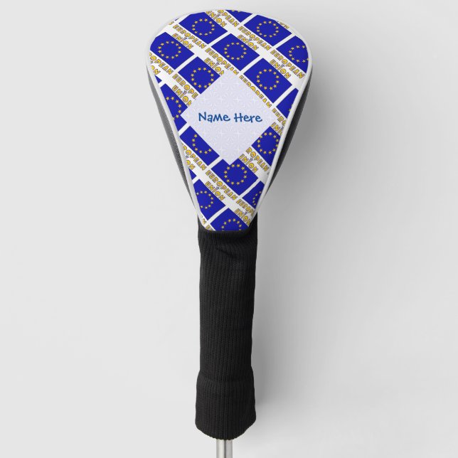 European Union EU Flag Tiled Blue Personalization  Golf Head Cover (Front)