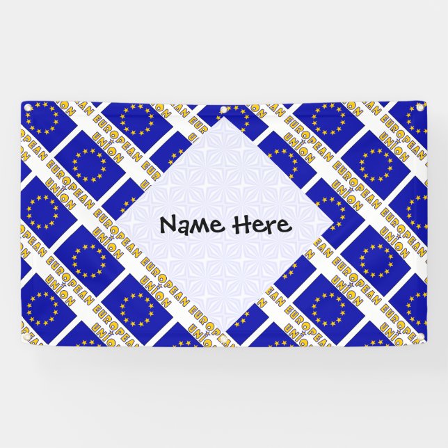 European Union EU Flag Tiled Personalized  Banner (Horizontal)