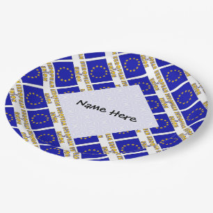 European Union EU Flag Tiled Personalized  Paper Plate