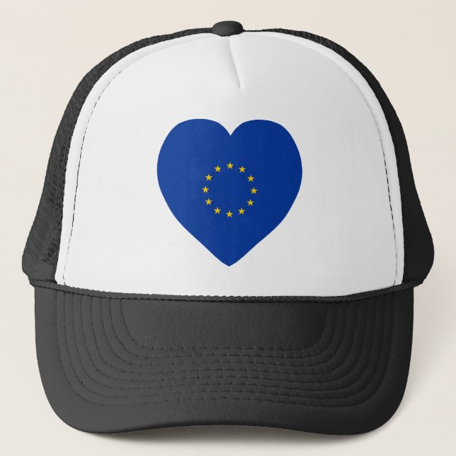 European Union Flag Heart Trucker Hat (Front)