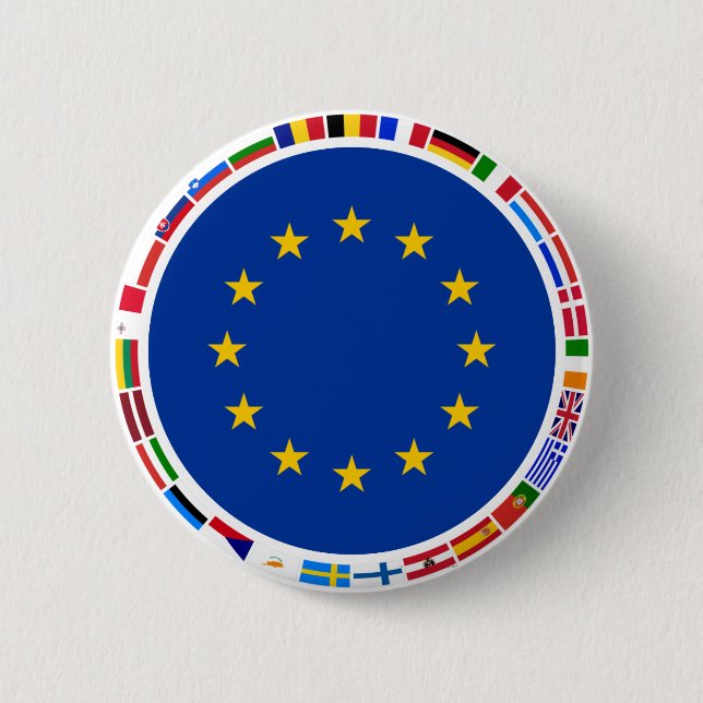 European Union Flags 2 Inch Round Button (Front)