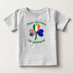 European Union Irish USA Shamrock Flag Personalize Baby T-Shirt