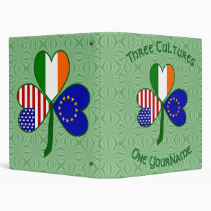 European Union Irish USA Shamrock Flag Personalize Binder
