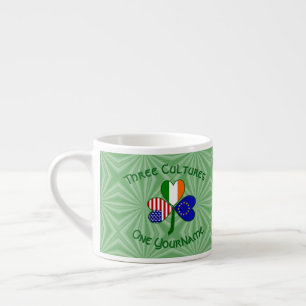 European Union Irish USA Shamrock Flag Personalize Espresso Cup