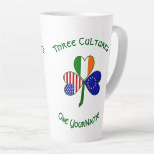 European Union Irish USA Shamrock Flag Personalize Latte Mug